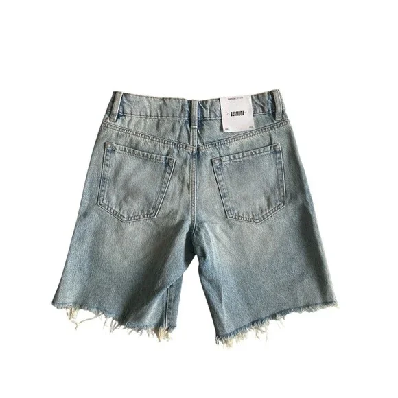 Garage Womens Bermuda Jean Shorts Size 00 Blue Denim Cut-off Jorts Skater Grunge - Picture 4 of 16